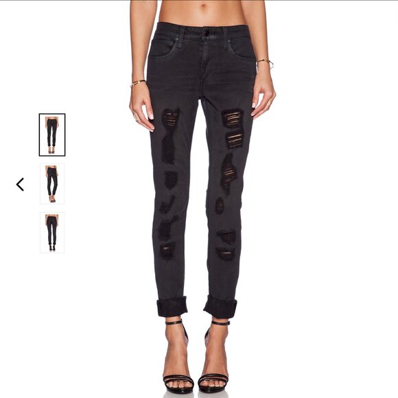 Joe's Jeans Boyfriend Slim Distressed Black Zandra Jeans - Picture 1 of 4